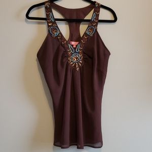 Pinky - Beaded, embroidered, sequin racer back - L